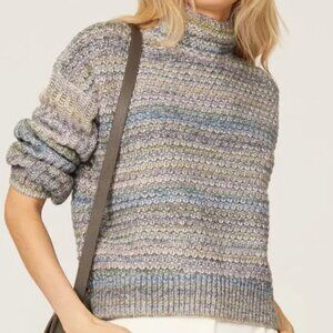 Club Monaco Sweater - Women's Small Multicolor - Blue Green Knit Mock Neck